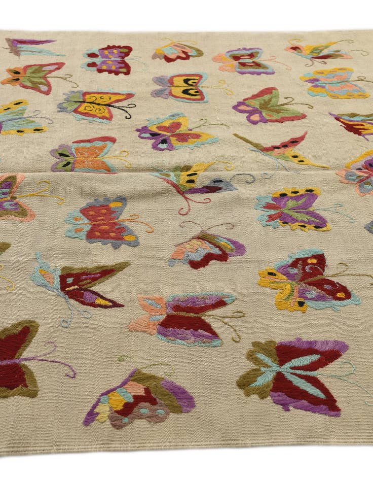 Detail image of  5' 2 x 6' 5  Hand Woven Kilim Suzani Wool Square Rug