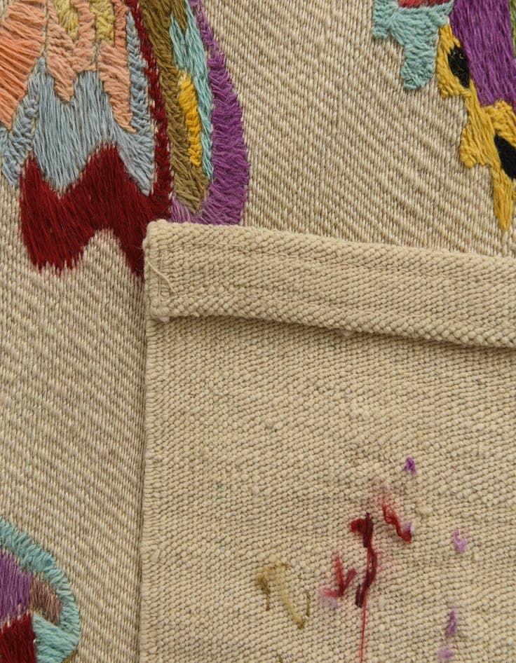 Detail image of  5' 2 x 6' 5  Hand Woven Kilim Suzani Wool Square Rug
