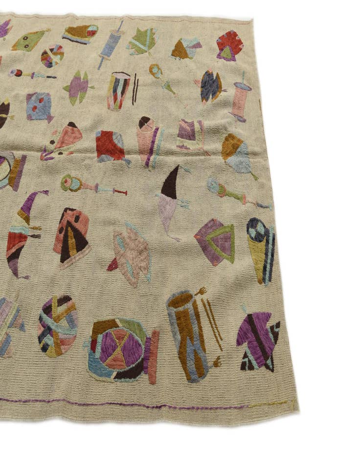 Detail image of  5' 4 x 6' 2  Hand Woven Kilim Suzani Wool Square Rug