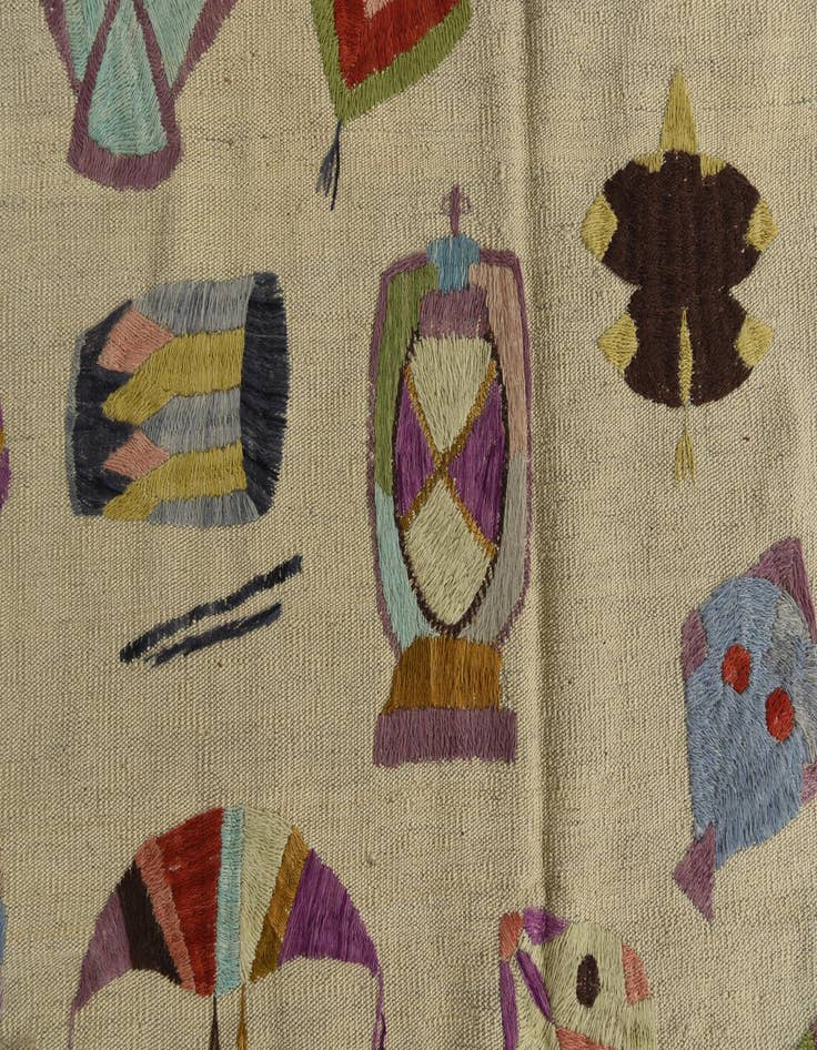 Detail image of  5' 4 x 6' 2  Hand Woven Kilim Suzani Wool Square Rug