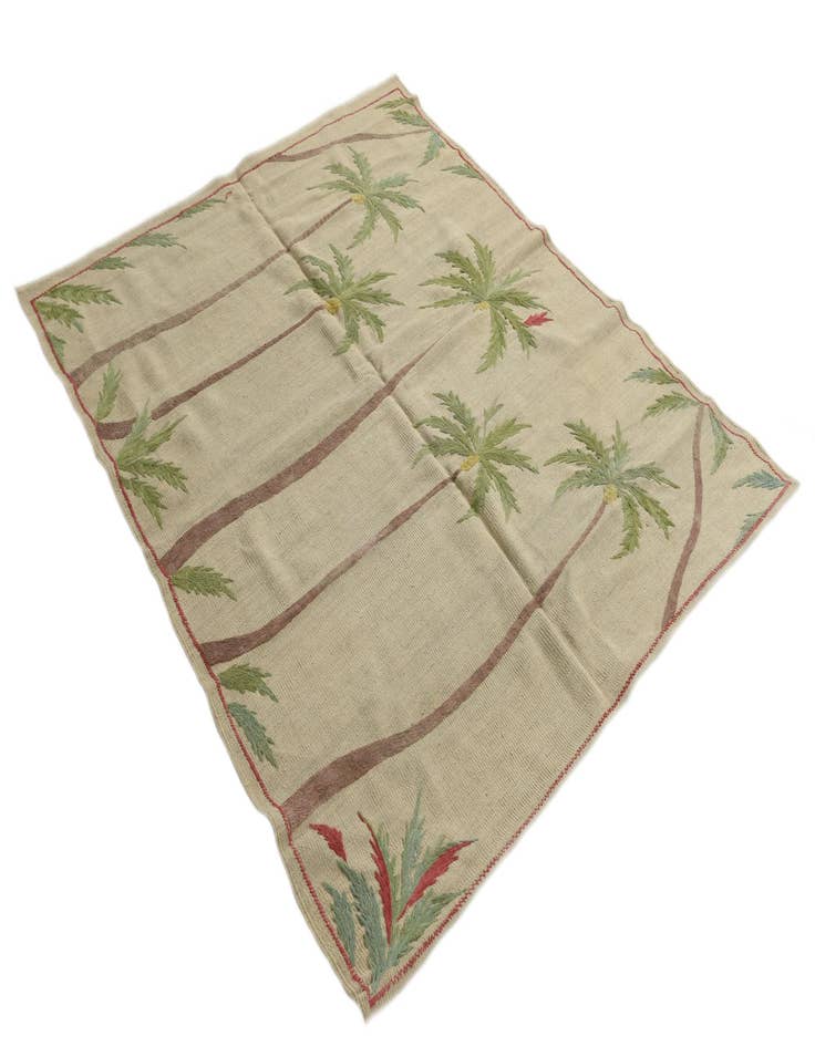 Detail image of  5' x 6' 2  Hand Woven Kilim Suzani Wool Square Rug