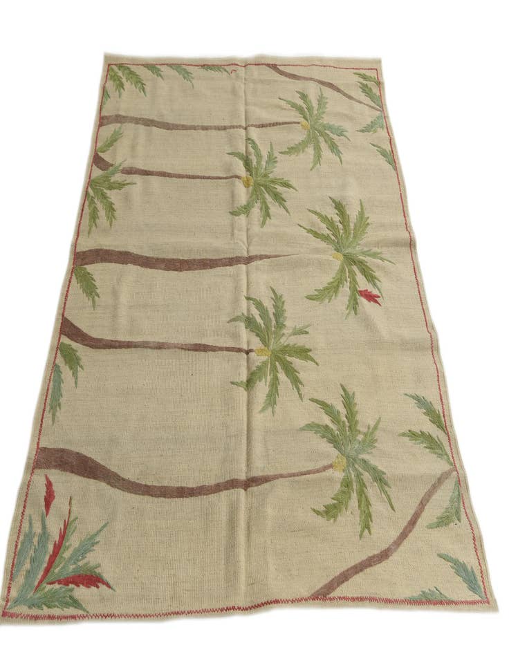 Detail image of  5' x 6' 2  Hand Woven Kilim Suzani Wool Square Rug