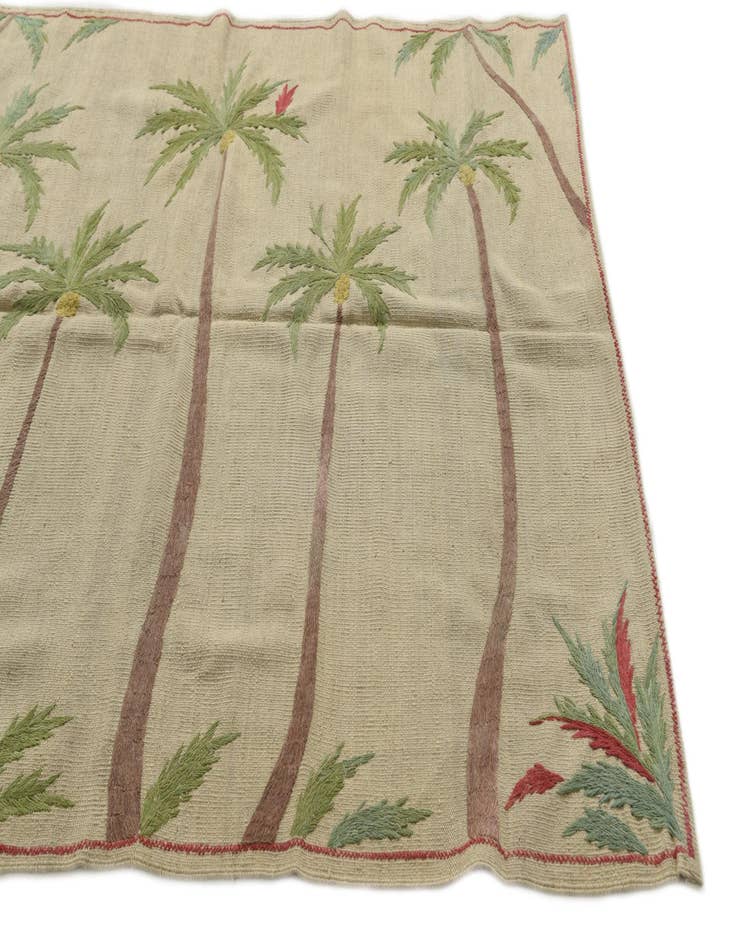 Detail image of  5' x 6' 2  Hand Woven Kilim Suzani Wool Square Rug