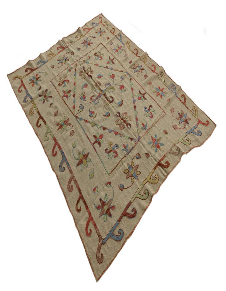 Detail image of  5' 4 x 6' 4  Hand Woven Kilim Suzani Wool Square Rug