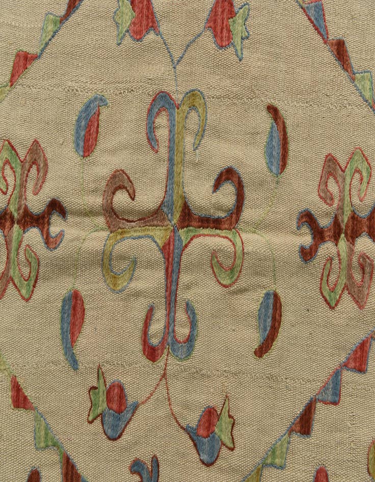 Detail image of  5' 4 x 6' 4  Hand Woven Kilim Suzani Wool Square Rug