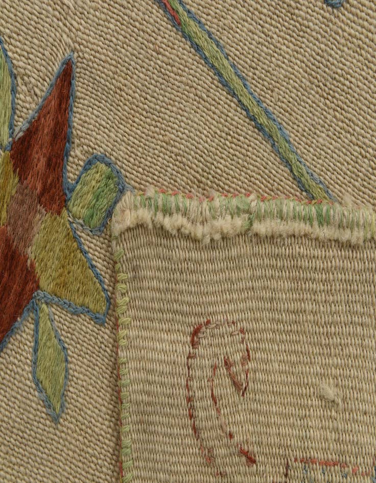 Detail image of  5' 4 x 6' 4  Hand Woven Kilim Suzani Wool Square Rug