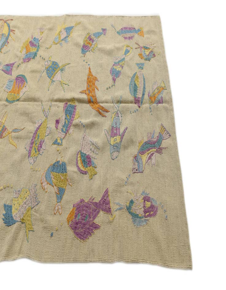 Detail image of  5' 1 x 6' 3  Hand Woven Kilim Suzani Wool Square Rug