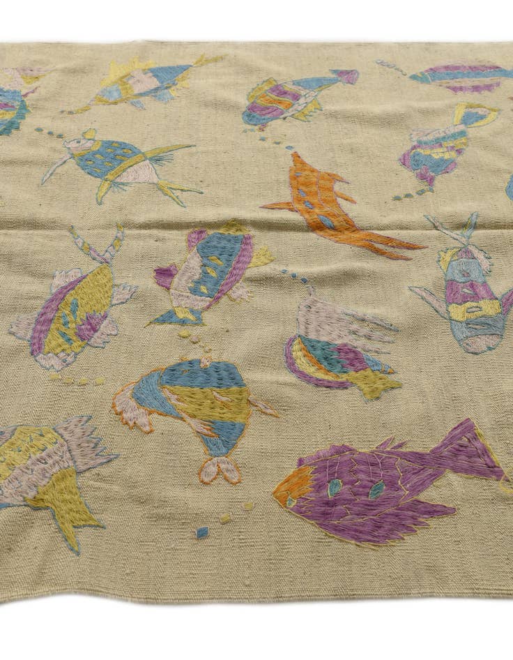 Detail image of  5' 1 x 6' 3  Hand Woven Kilim Suzani Wool Square Rug