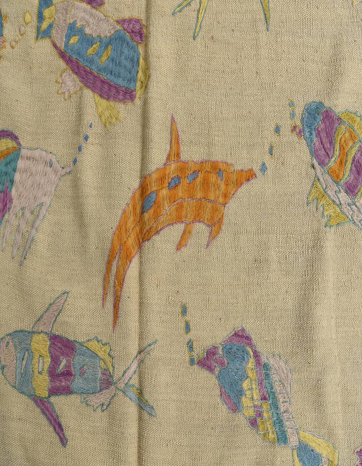 Detail image of  5' 1 x 6' 3  Hand Woven Kilim Suzani Wool Square Rug