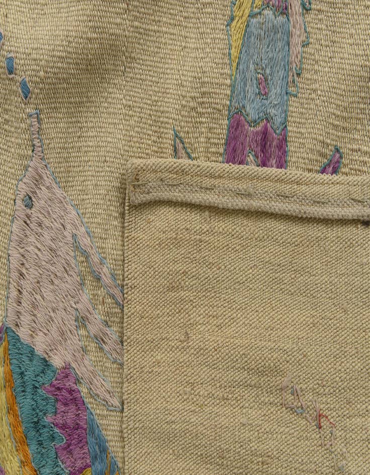 Detail image of  5' 1 x 6' 3  Hand Woven Kilim Suzani Wool Square Rug