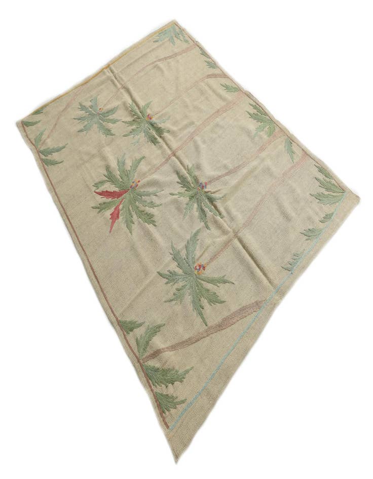 Detail image of  5' x 6' 2  Hand Woven Kilim Suzani Wool Square Rug