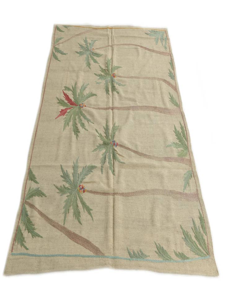 Detail image of  5' x 6' 2  Hand Woven Kilim Suzani Wool Square Rug