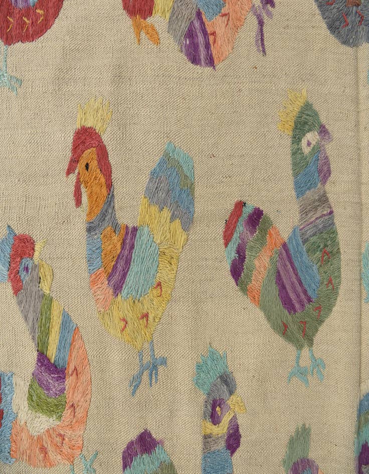 Detail image of  5' 2 x 6'  Hand Woven Kilim Suzani Wool Square Rug