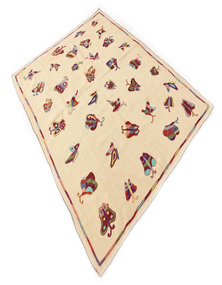 Detail image of  5' 2 x 6' 8  Hand Woven Kilim Suzani Wool Square Rug