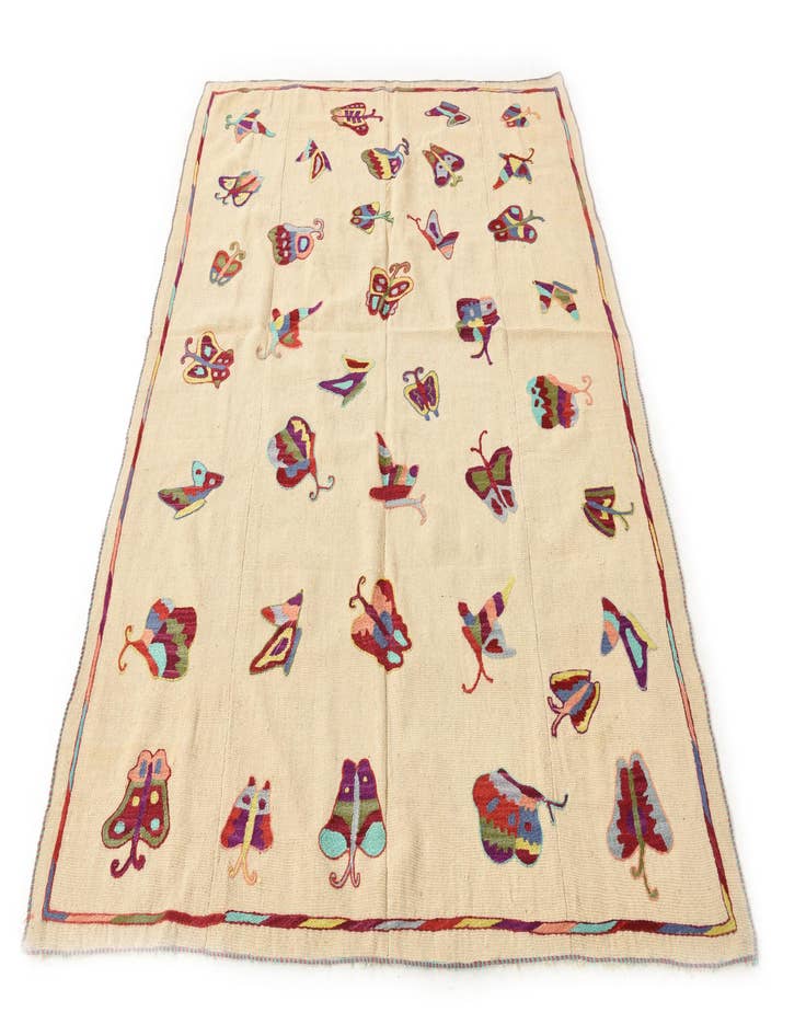 Detail image of  5' 2 x 6' 8  Hand Woven Kilim Suzani Wool Square Rug