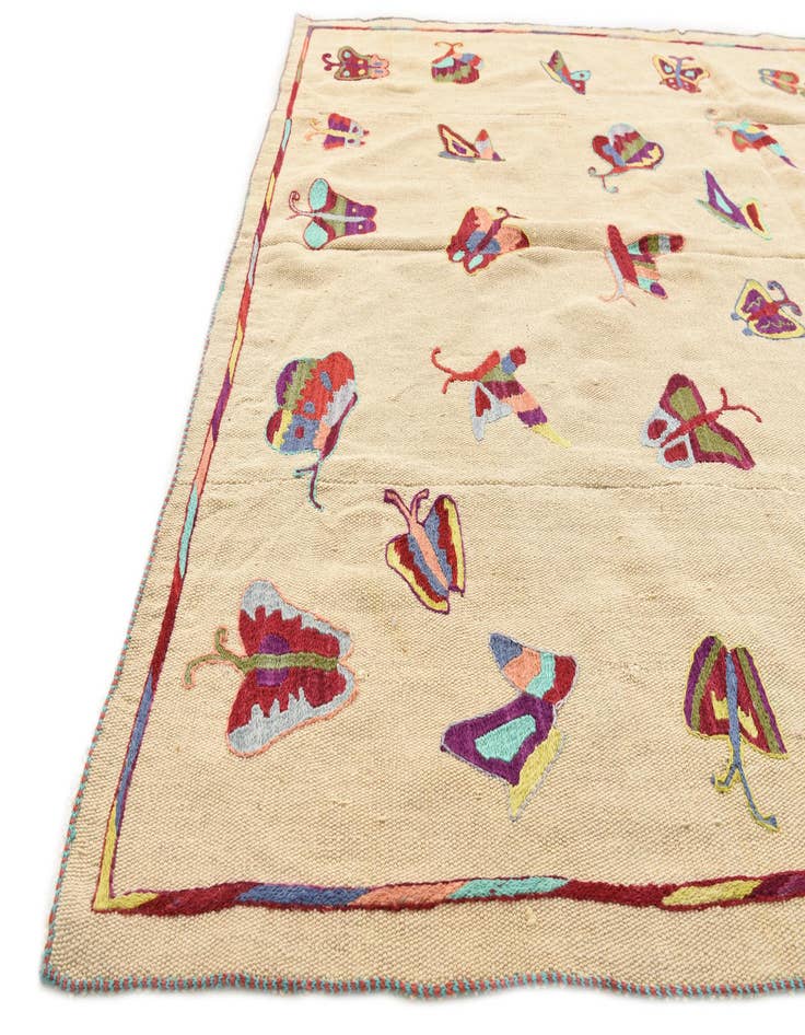 Detail image of  5' 2 x 6' 8  Hand Woven Kilim Suzani Wool Square Rug