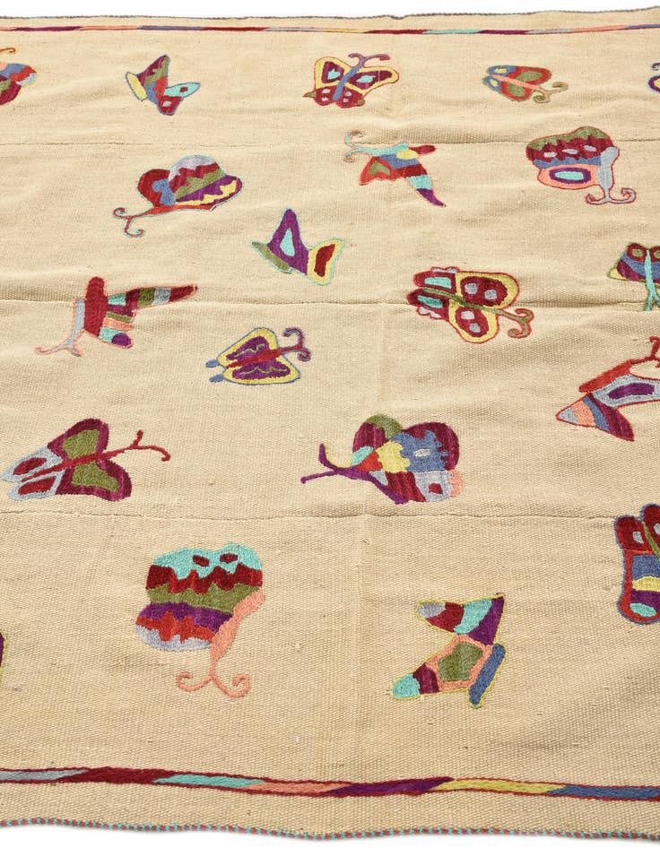 Detail image of  5' 2 x 6' 8  Hand Woven Kilim Suzani Wool Square Rug