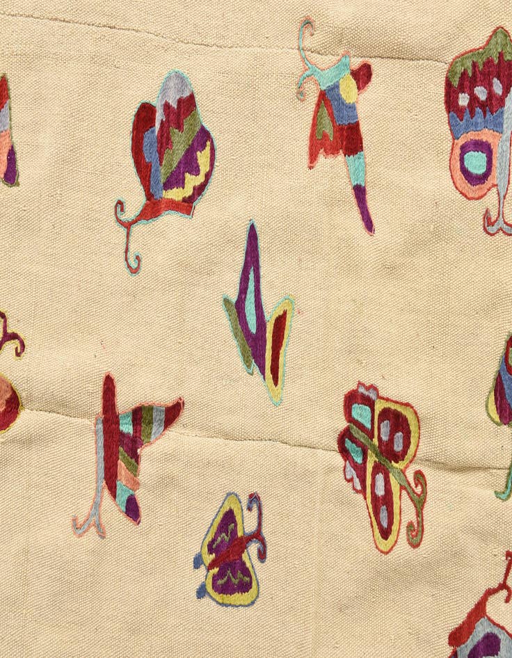 Detail image of  5' 2 x 6' 8  Hand Woven Kilim Suzani Wool Square Rug