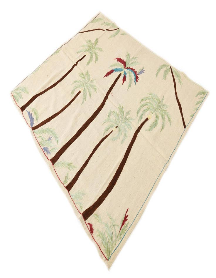 Detail image of  5' 2 x 6' 1  Hand Woven Kilim Suzani Wool Square Rug