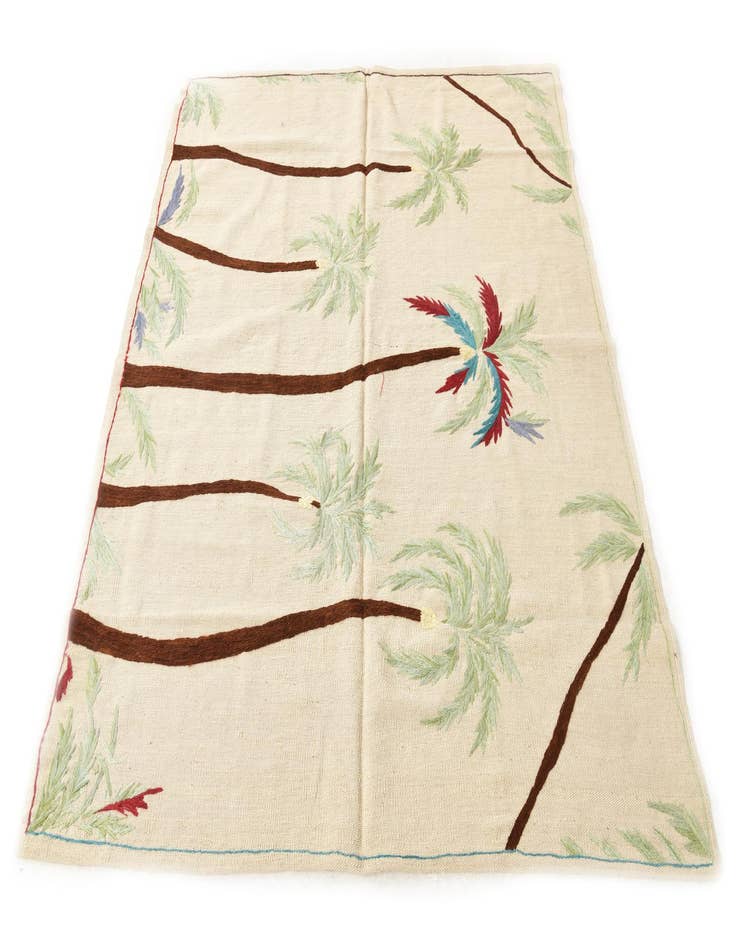 Detail image of  5' 2 x 6' 1  Hand Woven Kilim Suzani Wool Square Rug