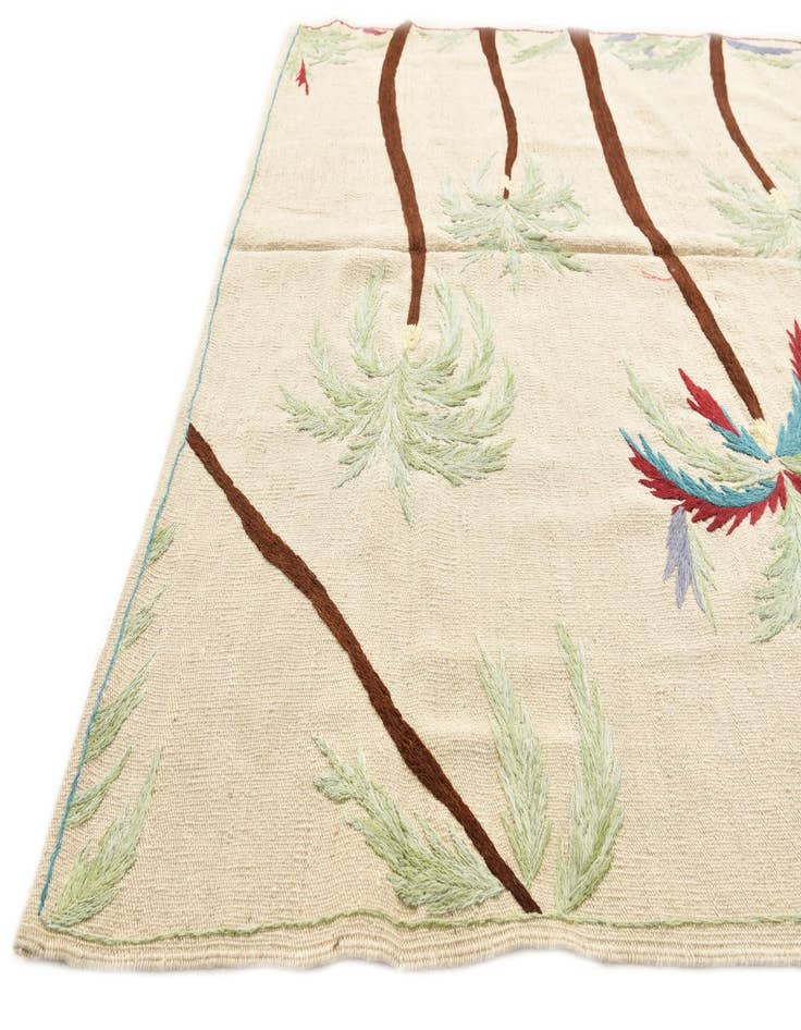 Detail image of  5' 2 x 6' 1  Hand Woven Kilim Suzani Wool Square Rug