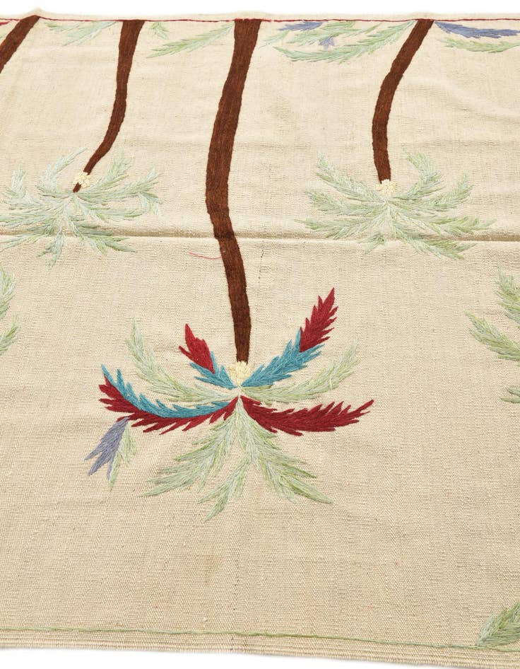 Detail image of  5' 2 x 6' 1  Hand Woven Kilim Suzani Wool Square Rug