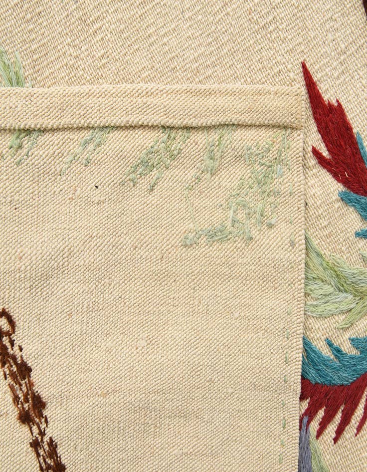 Detail image of  5' 2 x 6' 1  Hand Woven Kilim Suzani Wool Square Rug