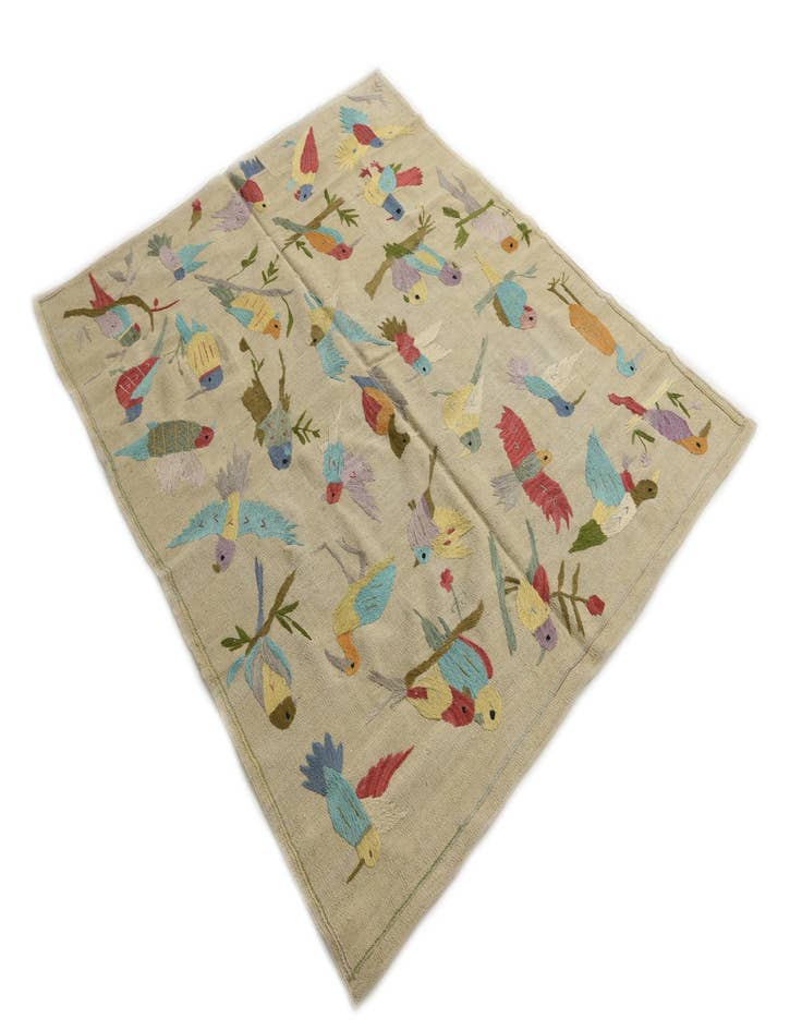 Detail image of  5' x 6' 1  Hand Woven Kilim Suzani Wool Square Rug