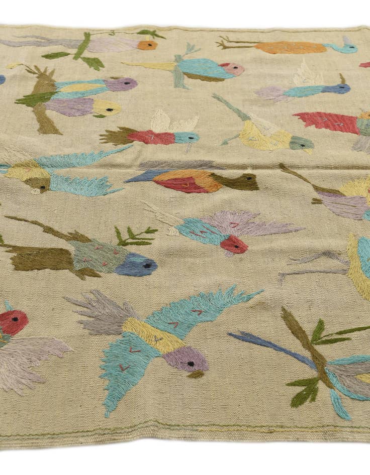 Detail image of  5' x 6' 1  Hand Woven Kilim Suzani Wool Square Rug