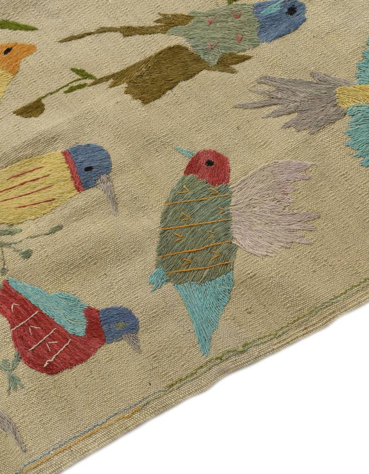 Detail image of  5' x 6' 1  Hand Woven Kilim Suzani Wool Square Rug