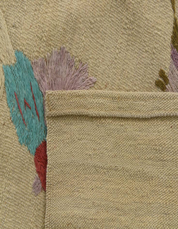 Detail image of  5' x 6' 1  Hand Woven Kilim Suzani Wool Square Rug