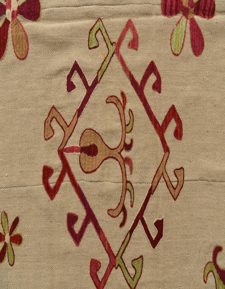 Detail image of  4' 10 x 6' 9  Hand Woven Kilim Suzani Wool Square Rug