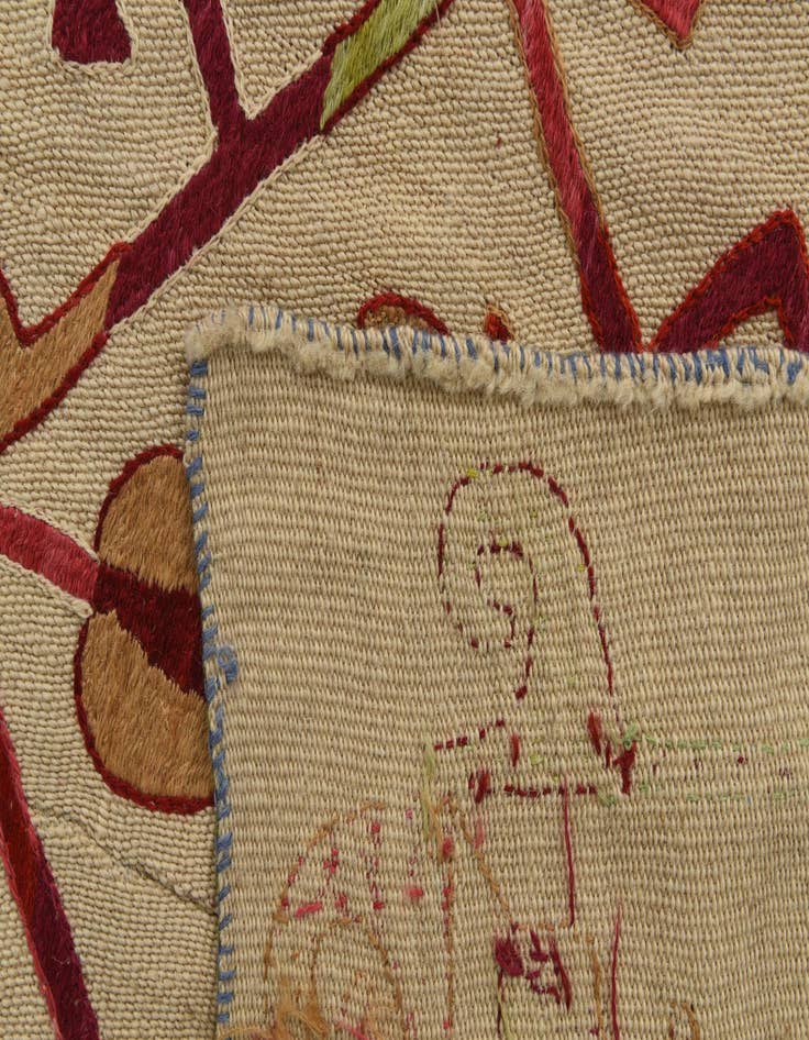 Detail image of  4' 10 x 6' 9  Hand Woven Kilim Suzani Wool Square Rug