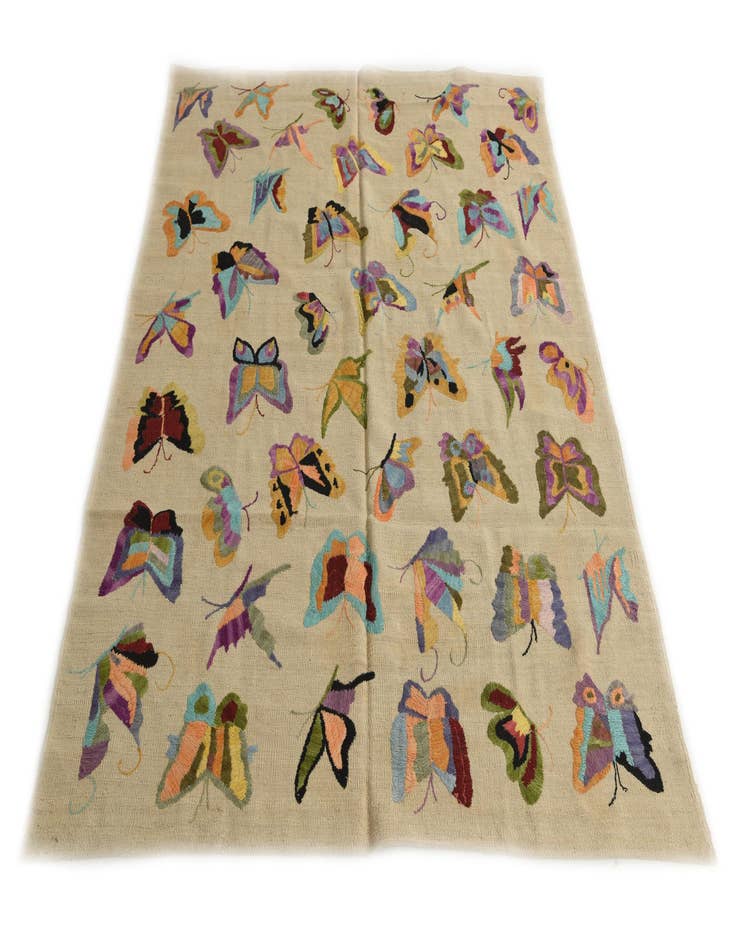 Detail image of  5' 2 x 6' 4  Hand Woven Kilim Suzani Wool Square Rug