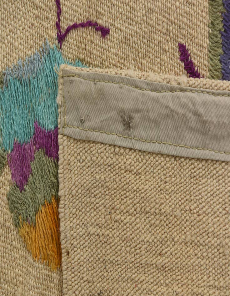 Detail image of  5' 2 x 6' 4  Hand Woven Kilim Suzani Wool Square Rug