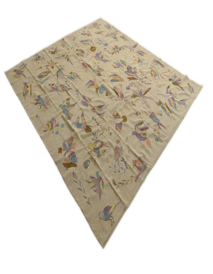 Detail image of  8' 2 x 8' 10  Hand Woven Kilim Suzani Wool Square Rug