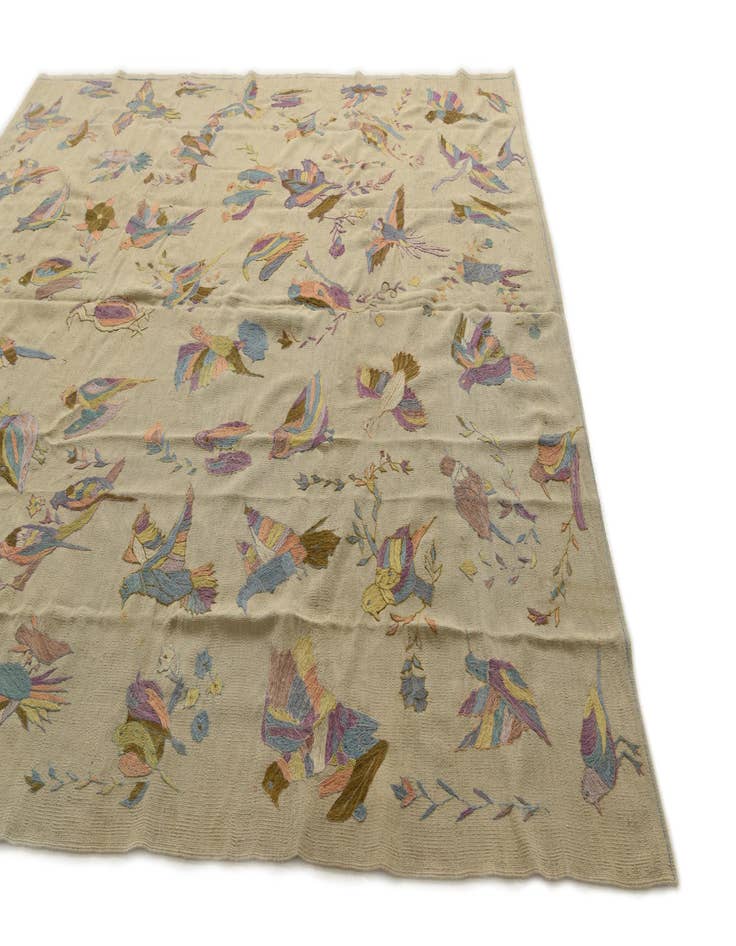 Detail image of  8' 2 x 8' 10  Hand Woven Kilim Suzani Wool Square Rug