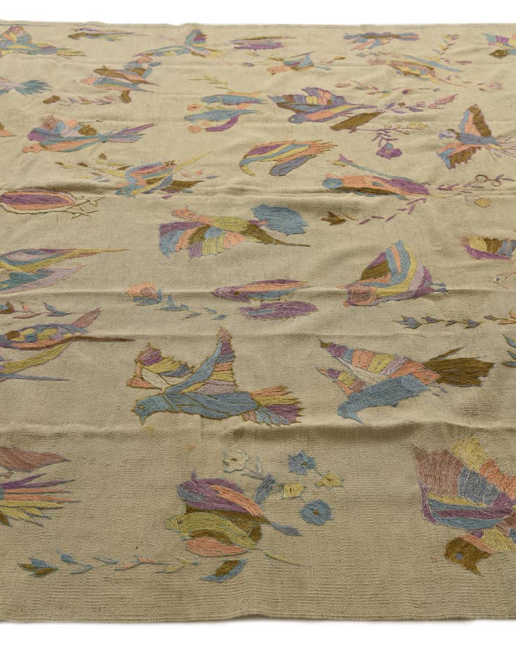 Detail image of  8' 2 x 8' 10  Hand Woven Kilim Suzani Wool Square Rug