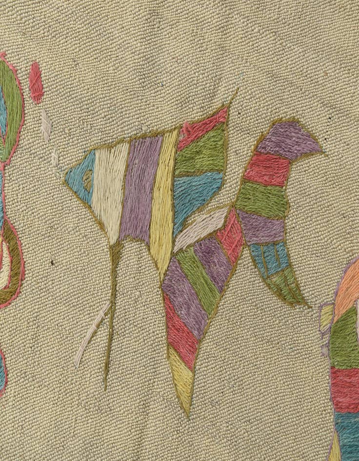 Detail image of  3' 3 x 3' 10  Hand Woven Kilim Suzani Wool Square Rug