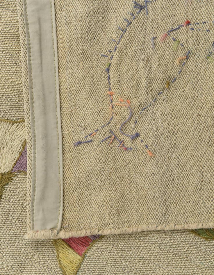 Detail image of  3' 3 x 3' 10  Hand Woven Kilim Suzani Wool Square Rug