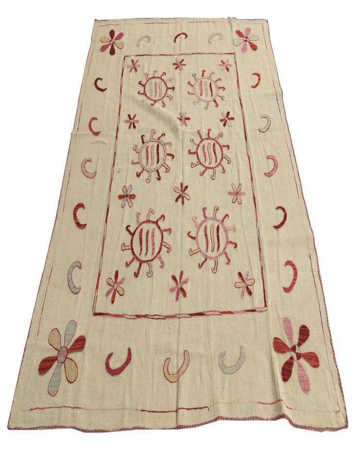 Detail image of  5' 4 x 6' 8  Hand Woven Kilim Suzani Wool Square Rug