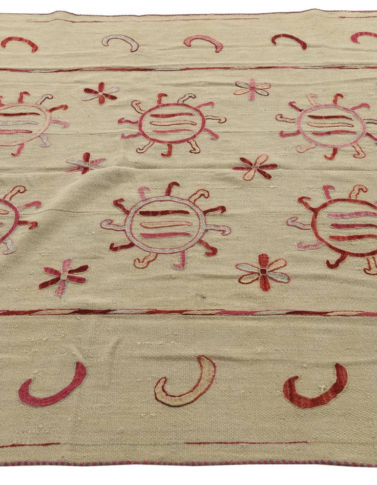 Detail image of  5' 4 x 6' 8  Hand Woven Kilim Suzani Wool Square Rug