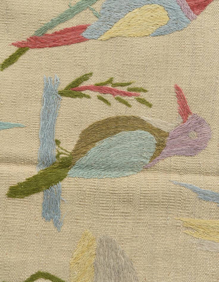 Detail image of  5' 2 x 6' 2  Hand Woven Kilim Suzani Wool Square Rug