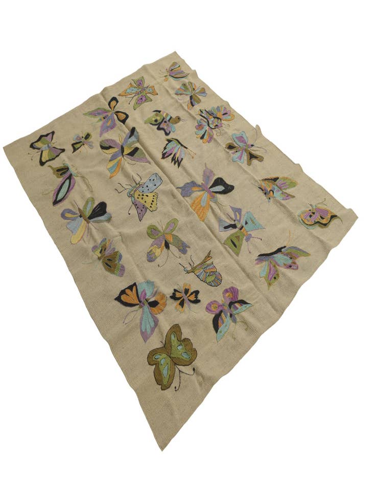 Detail image of  5' 1 x 6' 2  Hand Woven Kilim Suzani Wool Square Rug