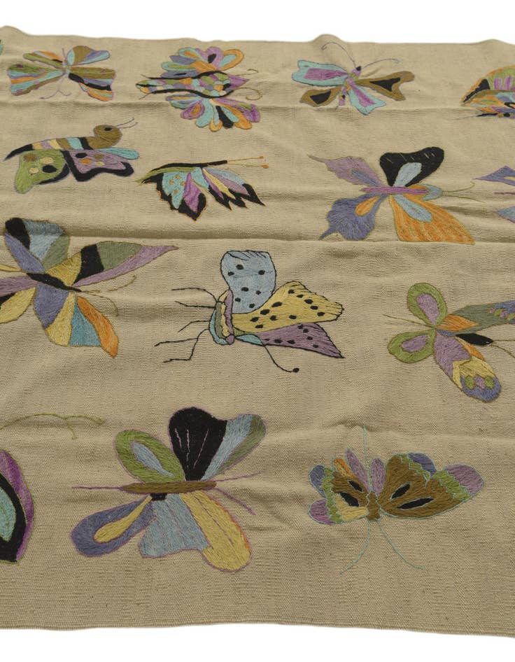 Detail image of  5' 1 x 6' 2  Hand Woven Kilim Suzani Wool Square Rug