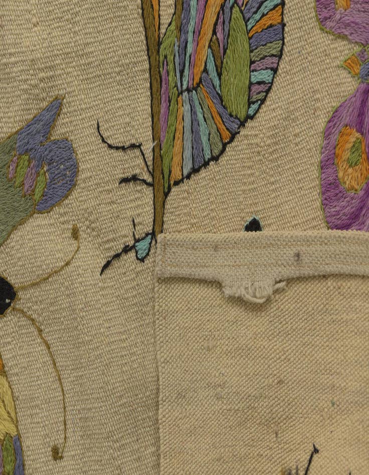 Detail image of  5' 1 x 6' 2  Hand Woven Kilim Suzani Wool Square Rug