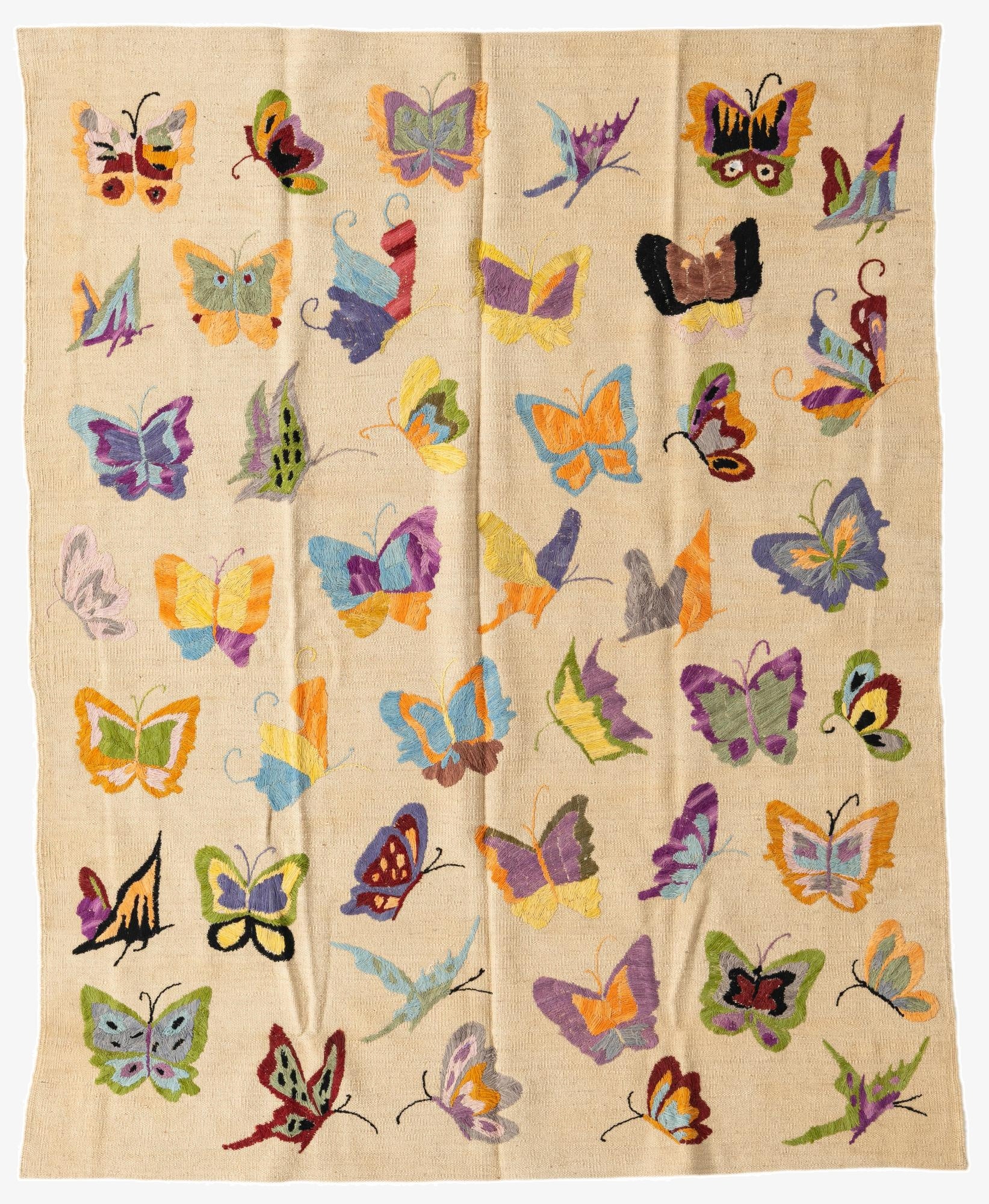  5' 1 x 6' 4  Hand Woven Kilim Suzani Wool Square Rug