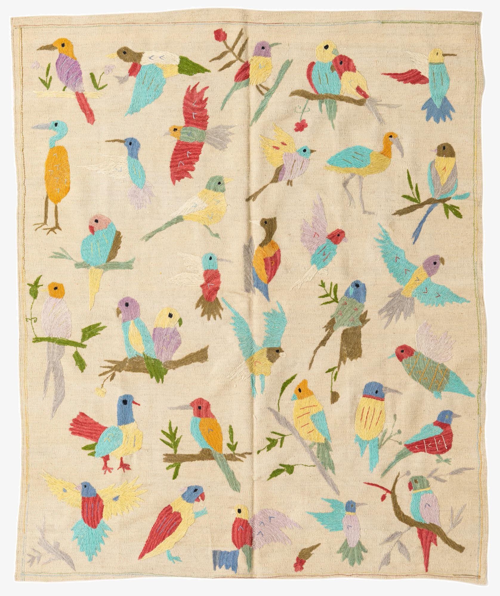  5' x 6' 1  Hand Woven Kilim Suzani Wool Square Rug