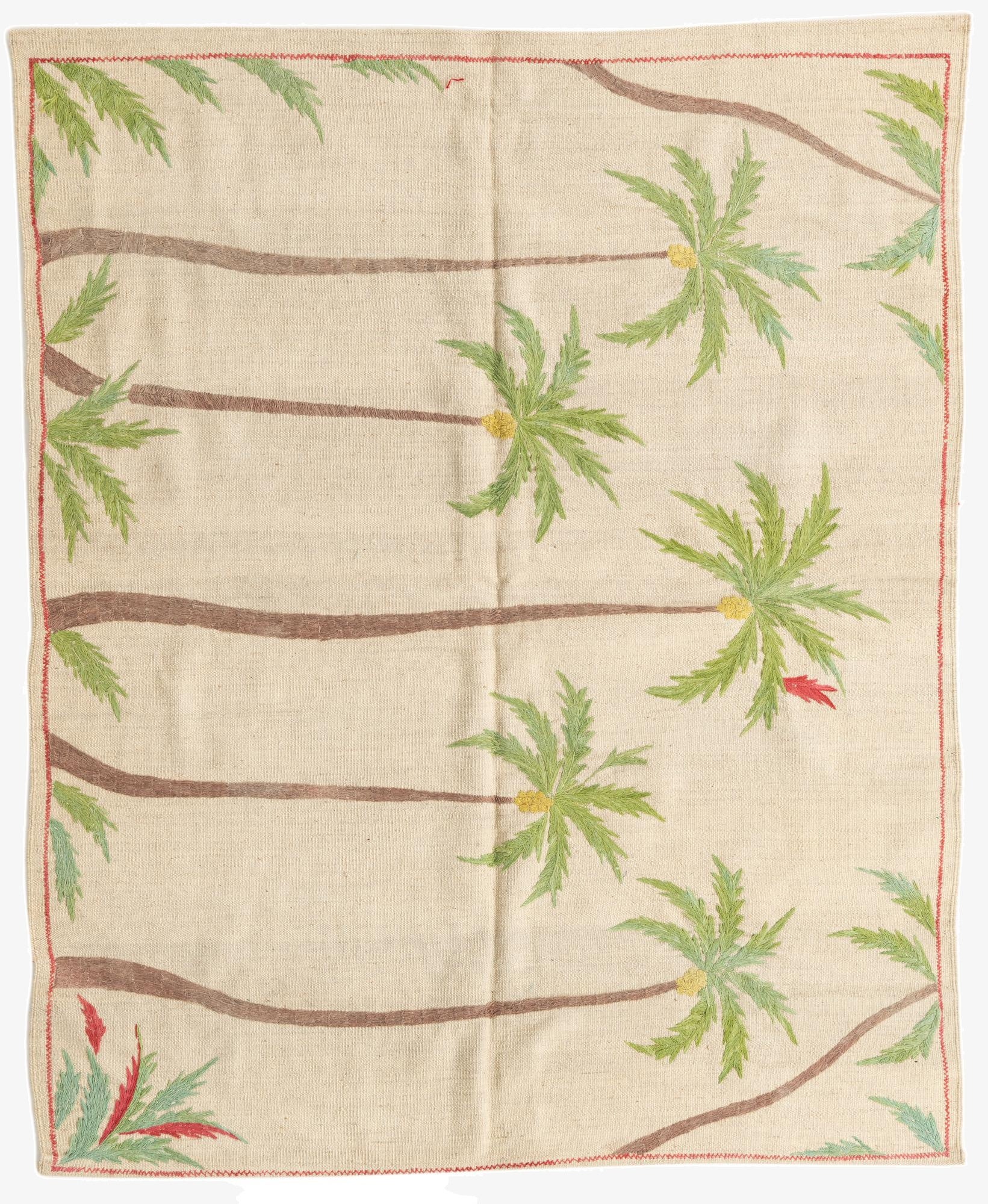  5' x 6' 2  Hand Woven Kilim Suzani Wool Square Rug