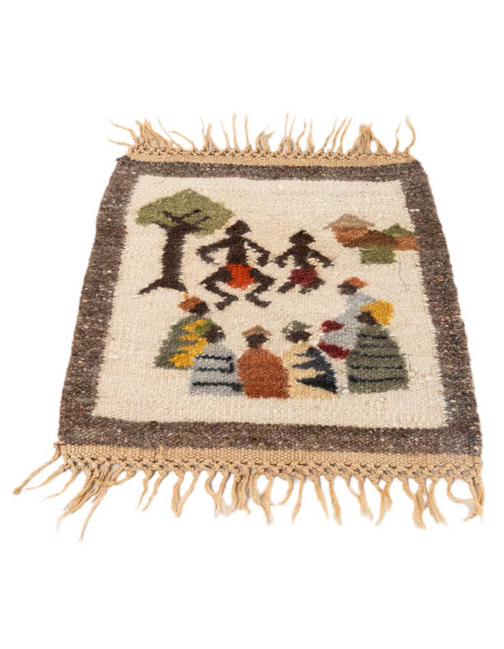 Detail image of  1' 8 x 1' 9  Hand Knotted Moroccan Wool Square Rug